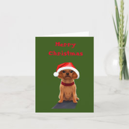 Cartão Lindo cachorrinho usando chapéu de Papai Noel em b