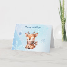 Lindo cervo de desenho animado na neve