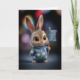 Cartão Lindo Coelho Bebê em Roupa de Flor de Margarida de