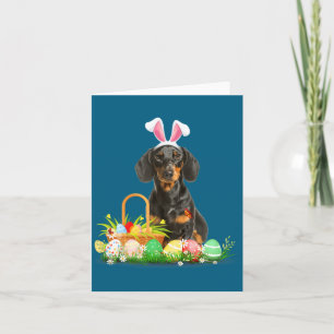 Cartão Lindo dachshund dia de páscoa coelho ovos fantasia