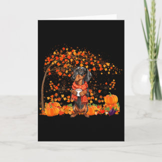 Cartão Lindo Dachshund Folha Outono Olá Outono Amante de 