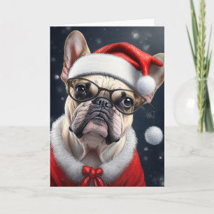 Cartão Lindo design de Natal de férias de Bulldog Francês