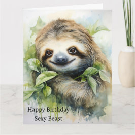 Cartão Lindo Design de Preguiça Personalizado em Aquarela