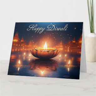 Cartão Lindo Festival de Luzes Diya Feliz Diwali