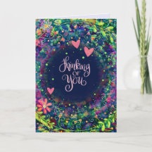 Lindo Floral Pensando em Você Coração Roxo Elegant