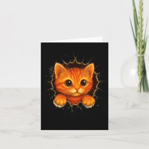 Cartão Lindo Gatinho Laranja Quebra Parede de Caneca Dia 