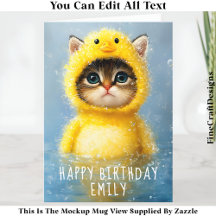 Lindo Gatinho Vestido Como Pato Amarelo DL4R Nome