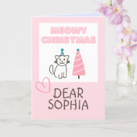 Lindo Gato em um Chapéu&Árvore Feliz Natal Pastel