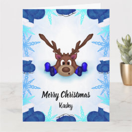 Cartão Lindo Kasky Personalizado Rena Em Patins De Gelo