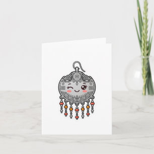 Cartão Lindo Kawaii Amazigh Brinco Adesivo de Prata Marro