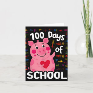Cartão Lindo Porco Rosa Com Coração 100 Dias De Escola 10