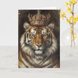 Cartão Lindo Tigre em uma Coroa para todas as ocasiões