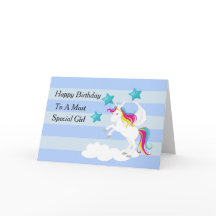 Lindo Unicórnio e Estrelas Azuis