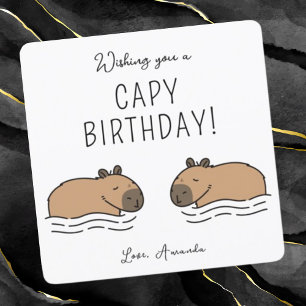 Cartão Lindos Capivaras Nadando Capivara Aniversário