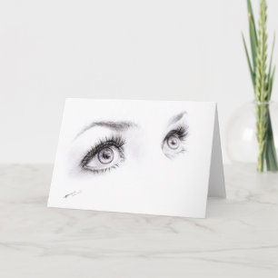 Cartão Lindos olhos femininos Desenhando arte minimalista