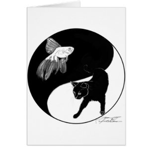 Cartão lineart da cor do bloco do yinyang