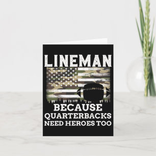 Cartão Lineman Football Gift Patriotic American Flag Camo