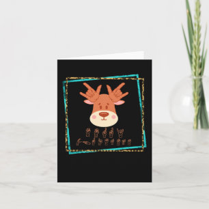 Cartão Língua de sinais Reindedo de Natal surdo surdo sur