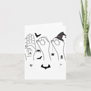 Cartão Linguagem de Sinal de Mão das Halloween Orgulho Su