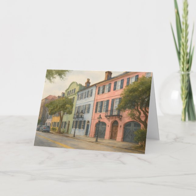 Cartão Linha Arco-Íris de Charleston Watercolor (Frente)
