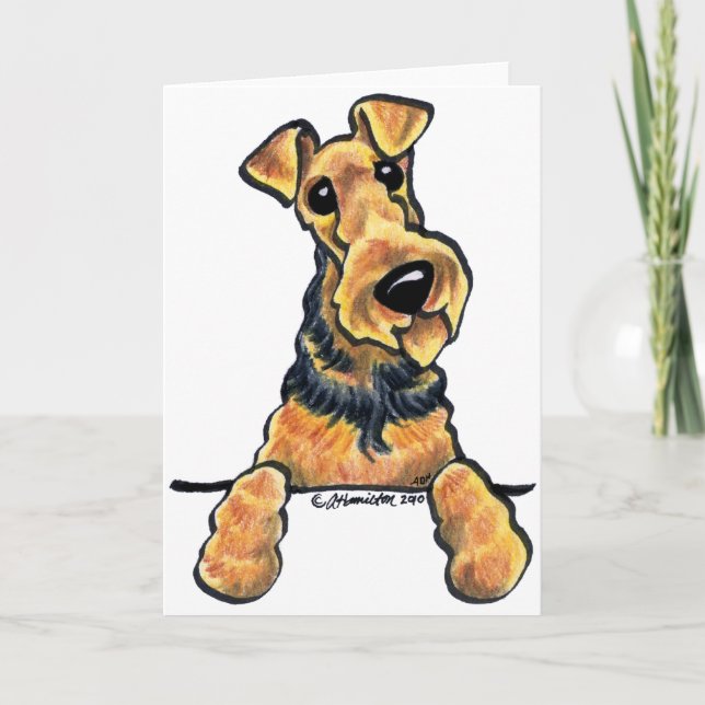 Cartão Linha arte de Airedale Terrier (Frente)