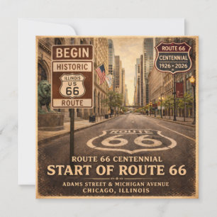 Cartão Linha de Partida da Rota 66 Cumprimento em Chicago