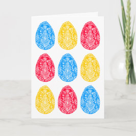 Cartão Linoco de Ovo de Páscoa Floral Azul/Vermelho/Amare