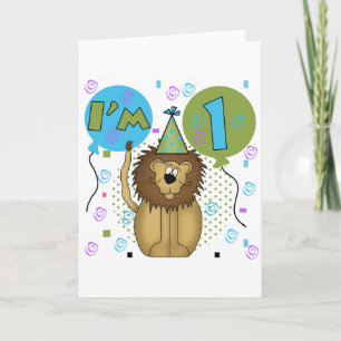 Cartão Lion I'm 1 First Birthday Tshirts and Gifts