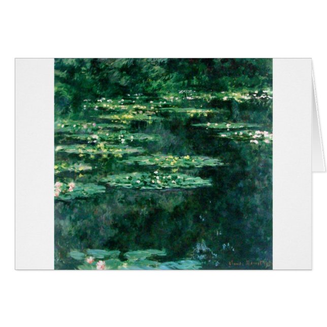 Cartão LÍRIAS AQUÁTICAS EM LAGO VERDE por Claude Monet  (Frente Horizontal)