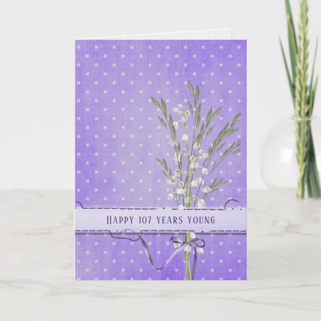 Cartão Lírio aniversário do buquê do vale do 107th (Frente)