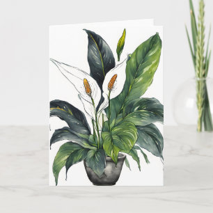 Cartão Lírio da Paz - Flores de aquarela