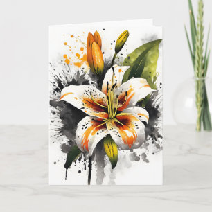 Cartão Lírio-tigre - Flores de aquarela