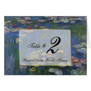 Cartão Lírios de água de Monet que Wedding o número da