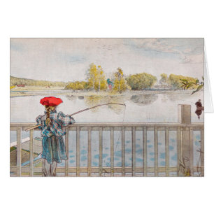 Cartão Lisbet Pescando por Carl Larsson, Arte Fino Vintag
