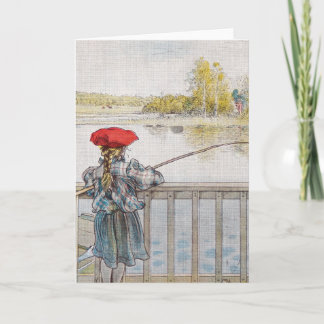 Cartão Lisbeth uma pesca da menina por Carl Larsson