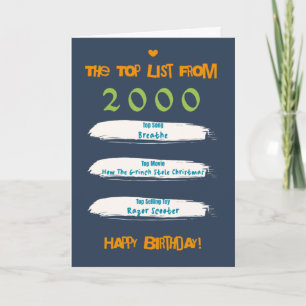 Cartão Lista de Aniversário dos Melhores de 2000