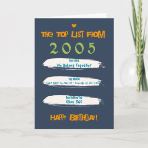 Cartão Lista de Aniversário dos Melhores de 2005