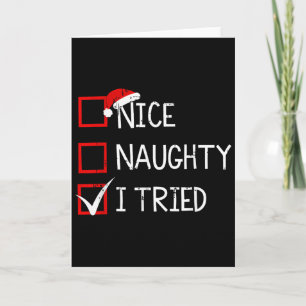 Cartão Lista de Natal Nice Naughty Eu Tentei Xmas Papai N