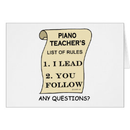 Cartão Lista De Regras De Professores De Piano
