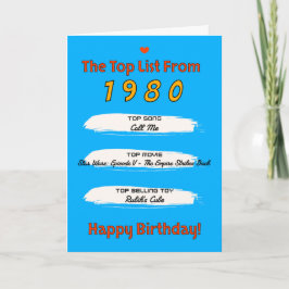 Cartão Lista dos Melhores Aniversário de 1980