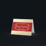 Cartão listrado vermelho & Dourado do vintage do<br><div class="desc">Cartão listrado vermelho & Dourado do vintage do feriado do Natal. Personalize como nunca você quer. Você pode adicionar o texto para dentro ou para deixá-lo vazio à mão escreva algo em o senhor mesmo.</div>