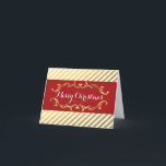 Cartão listrado vermelho & Dourado do vintage do<br><div class="desc">Cartão listrado vermelho & Dourado do vintage do feriado do Natal. Personalize como nunca você quer. Você pode adicionar o texto para dentro ou para deixá-lo vazio à mão escreva algo em o senhor mesmo.</div>