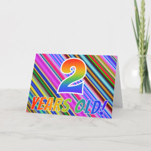 Cartão Listras Coloridas + Padrão Arco-íris "2 anos!"