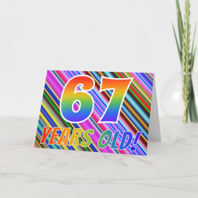 Cartão Listras coloridas + Teste padrão do arco-íris "67 (Frente)
