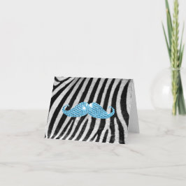 Cartão Listras da zebra e bigode azul de Bling