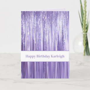Cartão Listras de Brilho Roxo de Aniversário
