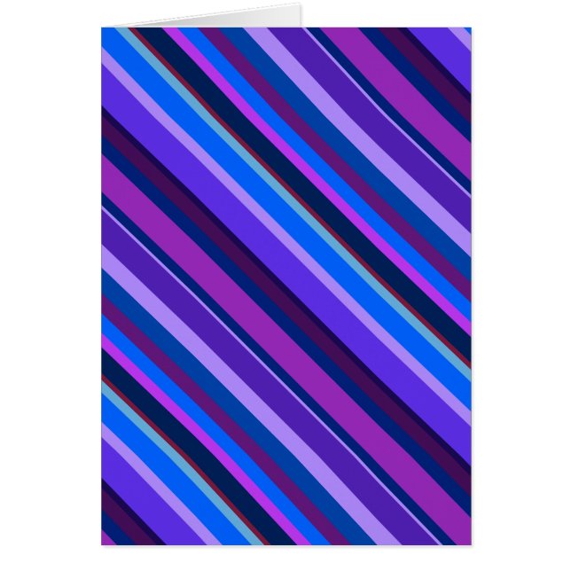 Cartão Listras diagonais em azul e roxo (Frente)