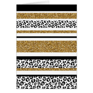 Cartão Listras-leopardo-de-moda-branca