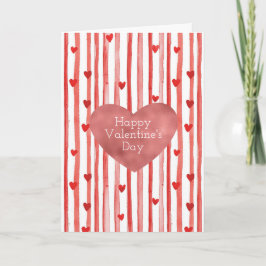 Cartão Listras Vermelhas & Corações Dia dos Namorados