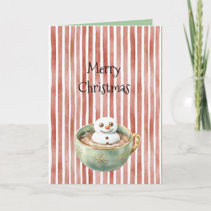 Cartão Listras Vermelhas Natal Feliz Marshmallow em Cacau